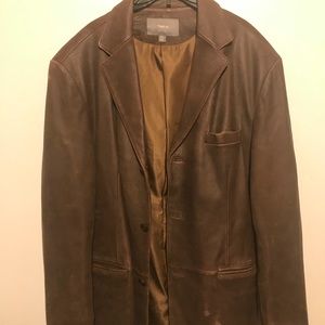 100% calfskin leather shell jacket 48L